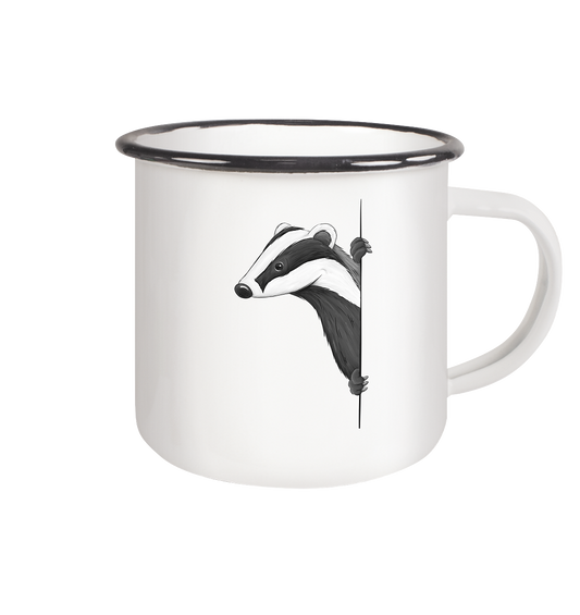 Lässiger Dachs Meister Grimbart - Emaille Tasse (Black)