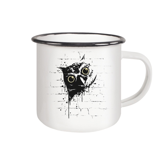 Lässige Street Art Eule - Emaille Tasse (Black)