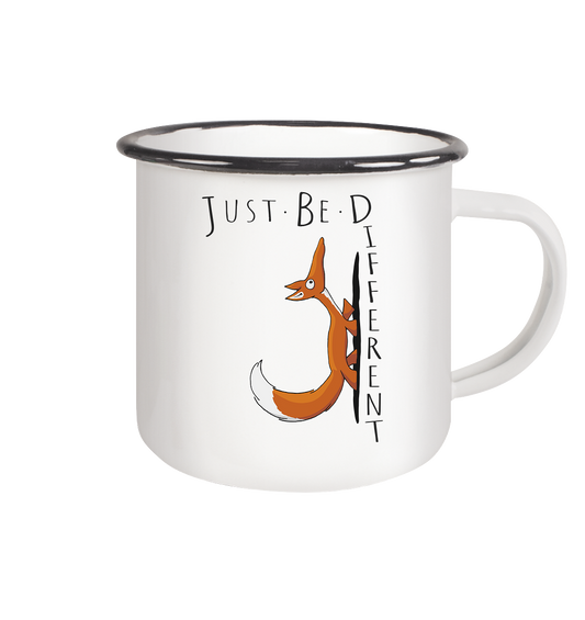 Just Be Different | Sei Anders, kleiner Fuchs - Emaille Tasse (Black)