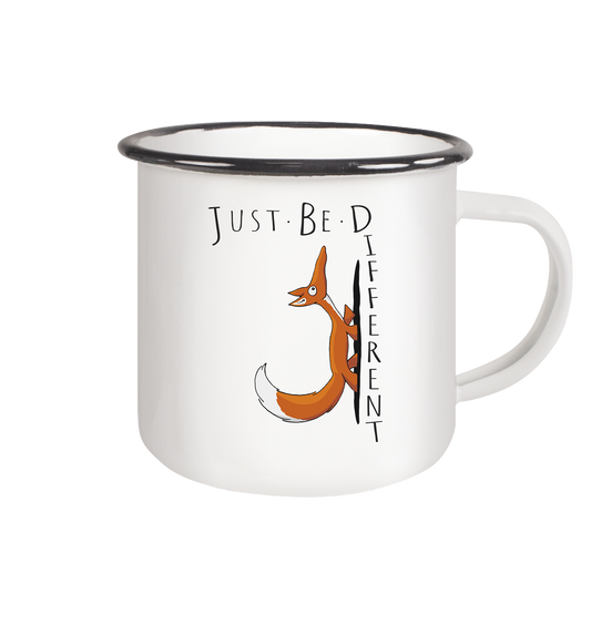 Just Be Different | Sei Anders, kleiner Fuchs - Emaille Tasse (Black)