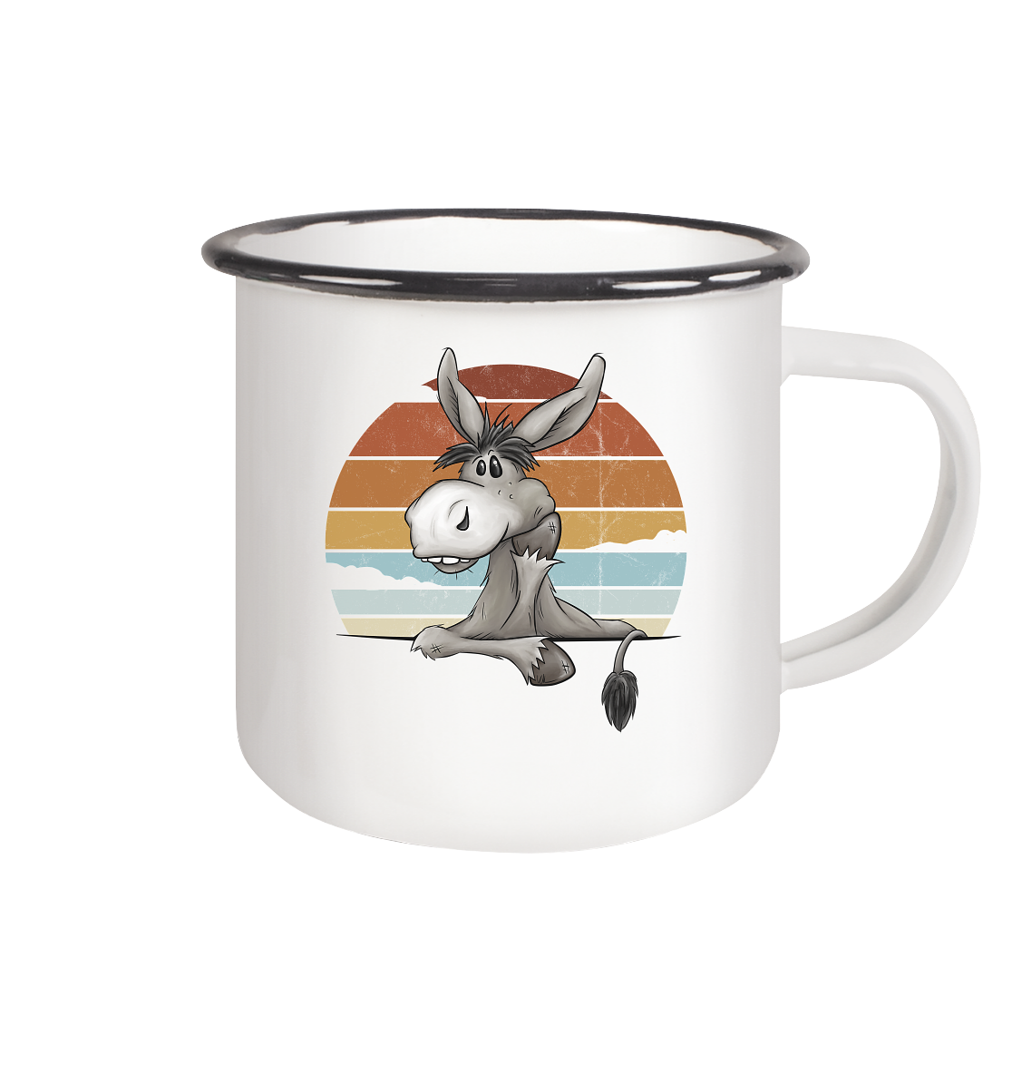 Lässiges Maultier Retro Esel - Emaille Tasse (Black)