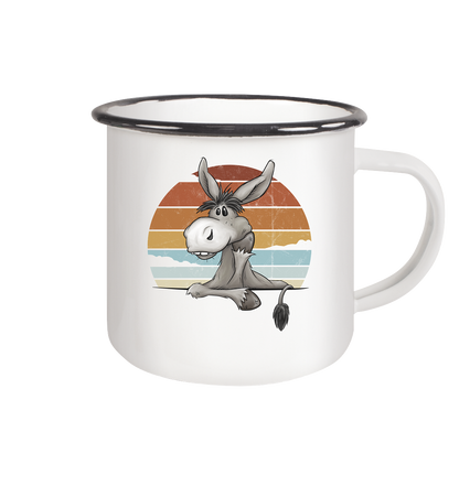 Lässiges Maultier Retro Esel - Emaille Tasse (Black)