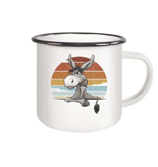 Lässiges Maultier Retro Esel - Emaille Tasse (Black)