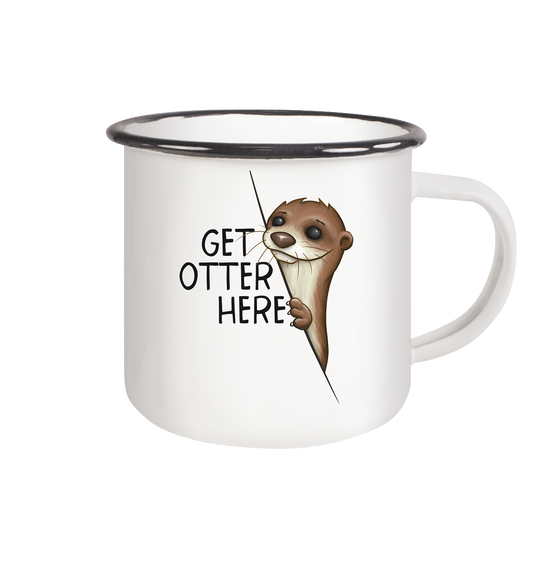 Get Otter Here | Lustiger Otter Kalauer - Emaille Tasse (Black)