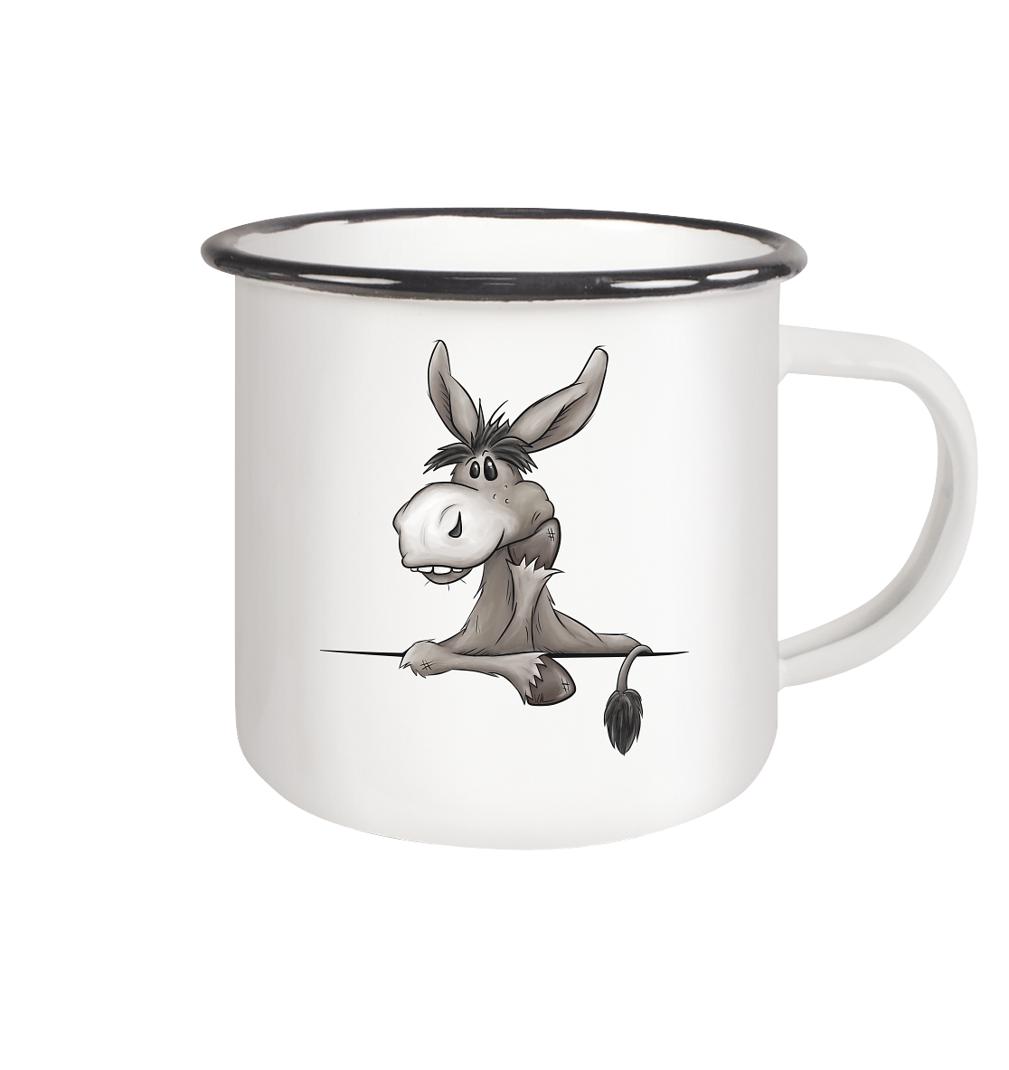 Lustiger lässiger Esel - Emaille Tasse (Black)