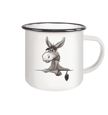 Lustiger lässiger Esel - Emaille Tasse (Black)