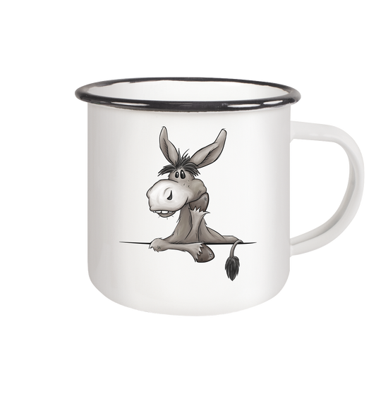 Lustiger lässiger Esel - Emaille Tasse (Black)