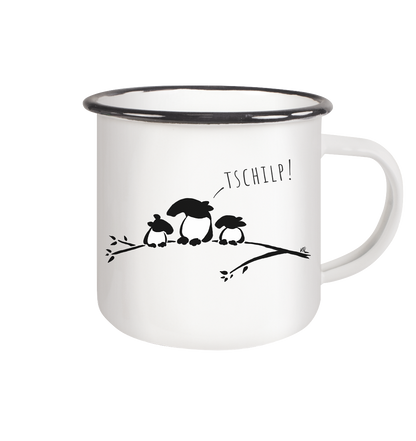 Drei kleine Tapir-Vögel - Emaille Tasse (Black)