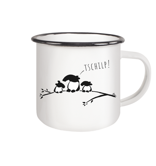 Drei kleine Tapir-Vögel - Emaille Tasse (Black)