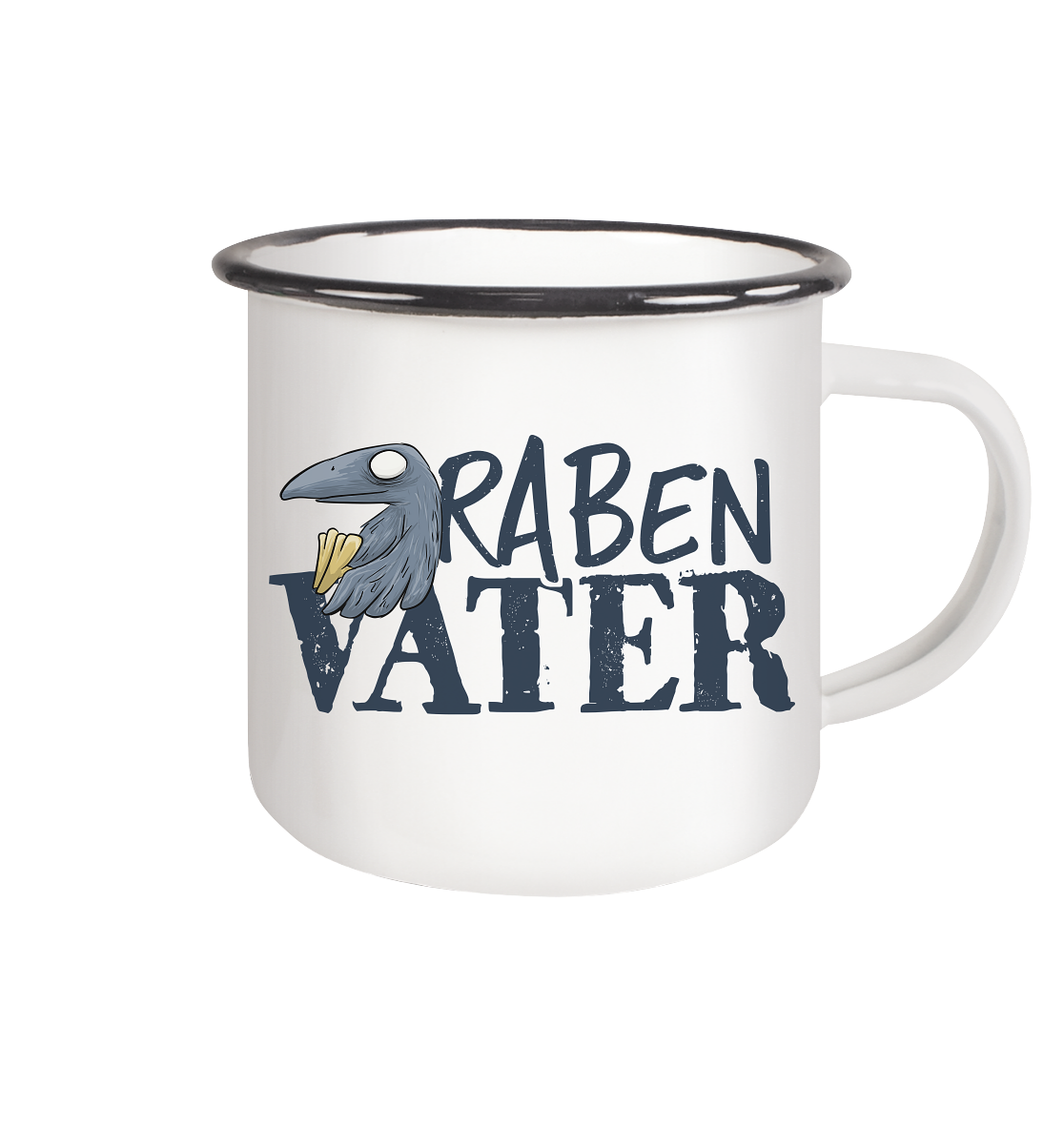 Rabenvater Krähenpapa - Emaille Tasse (Black)