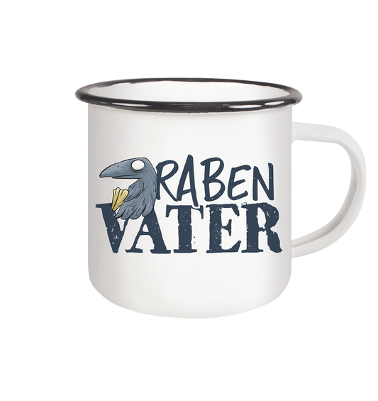 Rabenvater Krähenpapa - Emaille Tasse (Black)