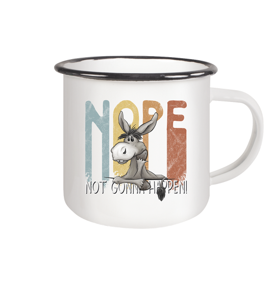 Nope | bockiger Esel - Emaille Tasse (Black)