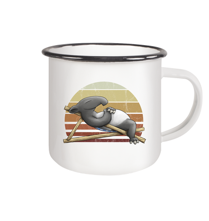 Lässiger Retro Sundown Tapir - Emaille Tasse (Black)