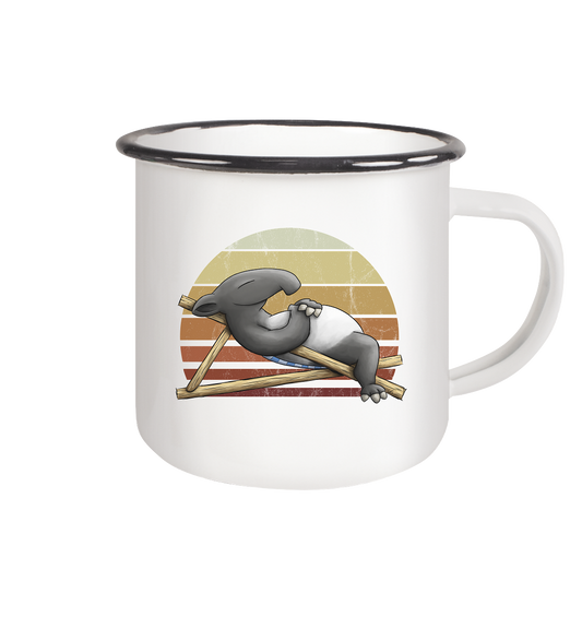 Lässiger Retro Sundown Tapir - Emaille Tasse (Black)