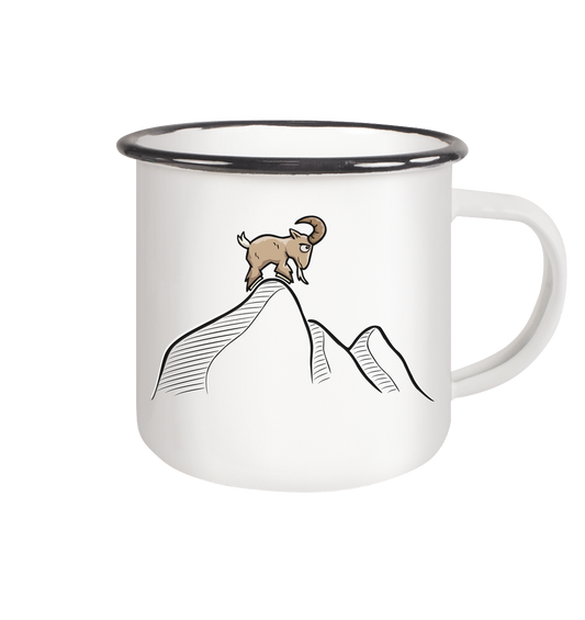Ziegenbock in den Bergen - Emaille Tasse (Black)