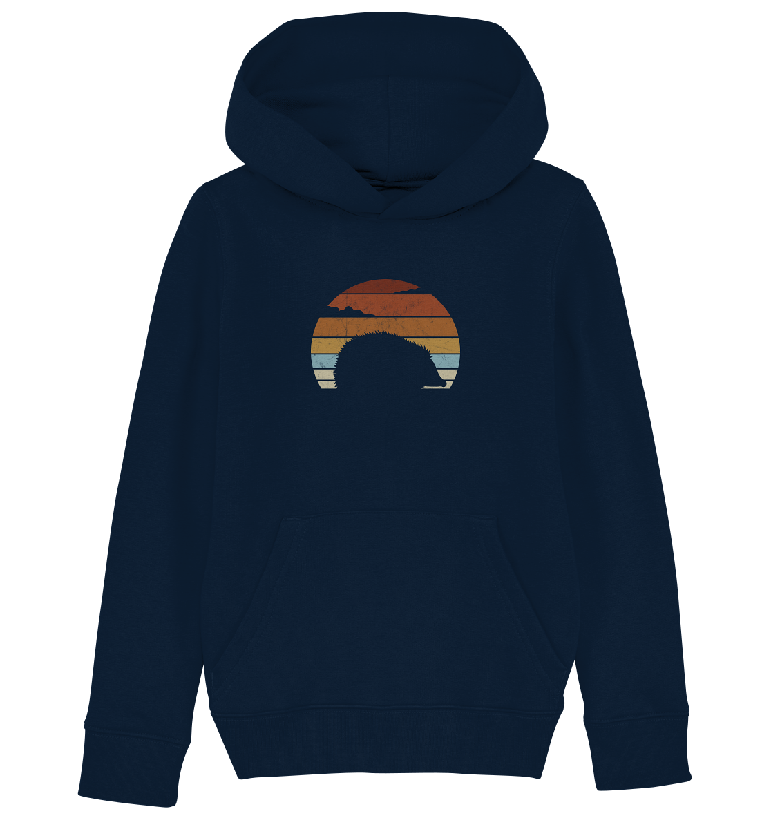 Retro Igel Silhouette im Sonnenuntergang - Kids Organic Hoodie