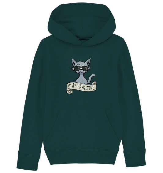 Stay Pawsitive Bleib lässig Hipster Katze - Kids Organic Hoodie