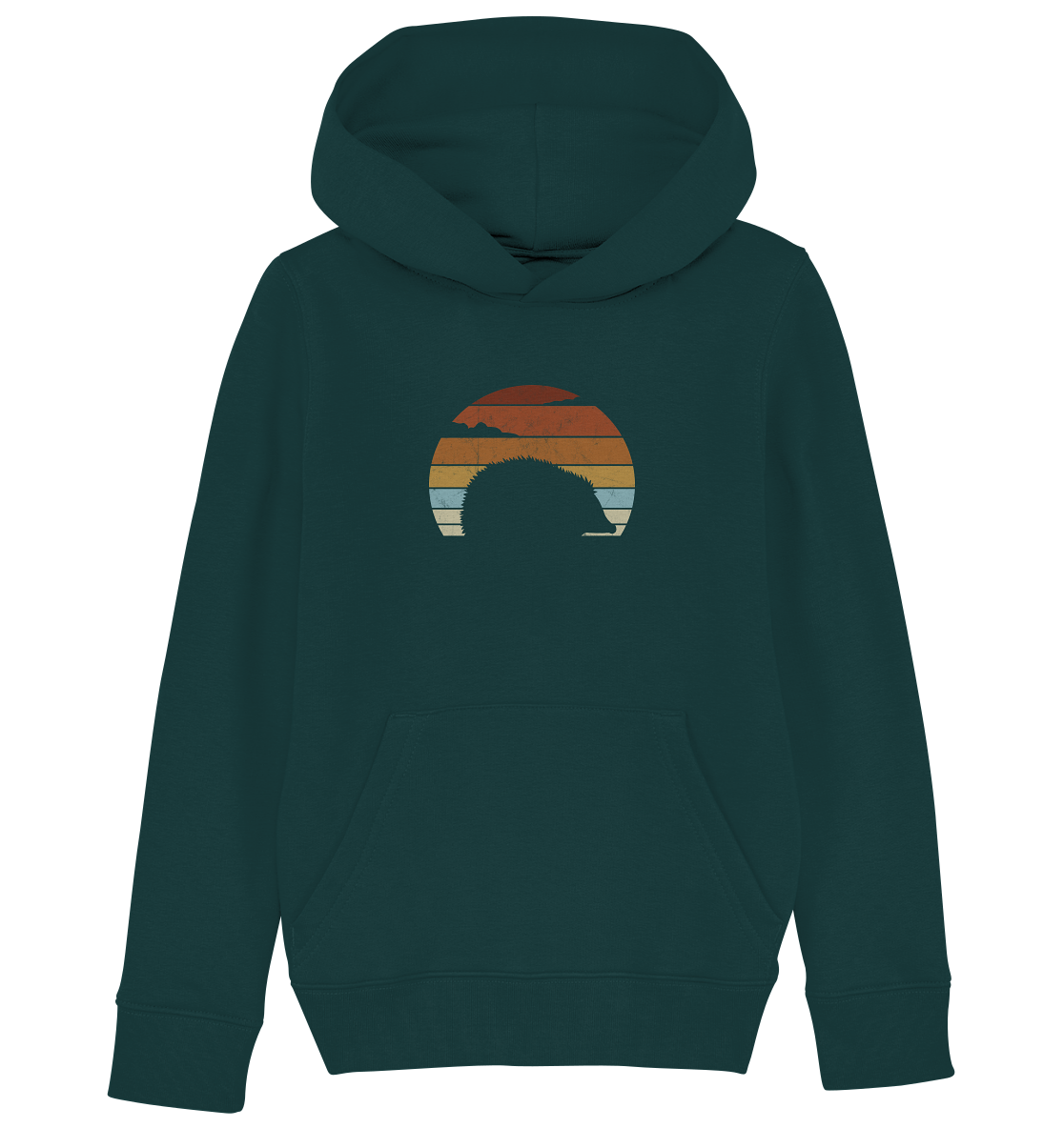 Retro Igel Silhouette im Sonnenuntergang - Kids Organic Hoodie