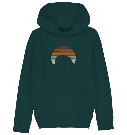Retro Igel Silhouette im Sonnenuntergang - Kids Organic Hoodie