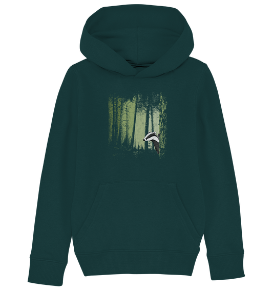 frecher Dachs im Zwielicht Wald - Kids Organic Hoodie
