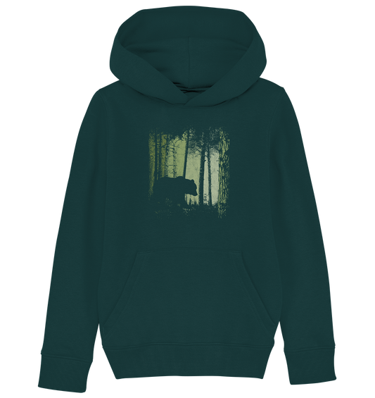 Braunbär im Zwielicht Wald - Kids Organic Hoodie