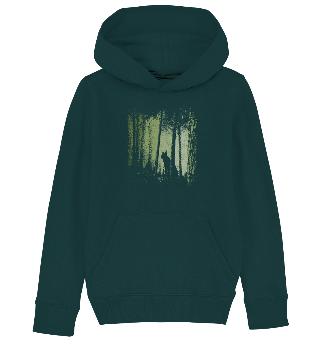 Luchs Wildkatze im Zwielicht Wald - Kids Organic Hoodie