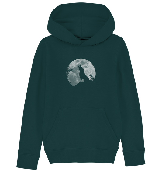 Heulender Wolf Silhouette vor Vollmond - Kids Organic Hoodie