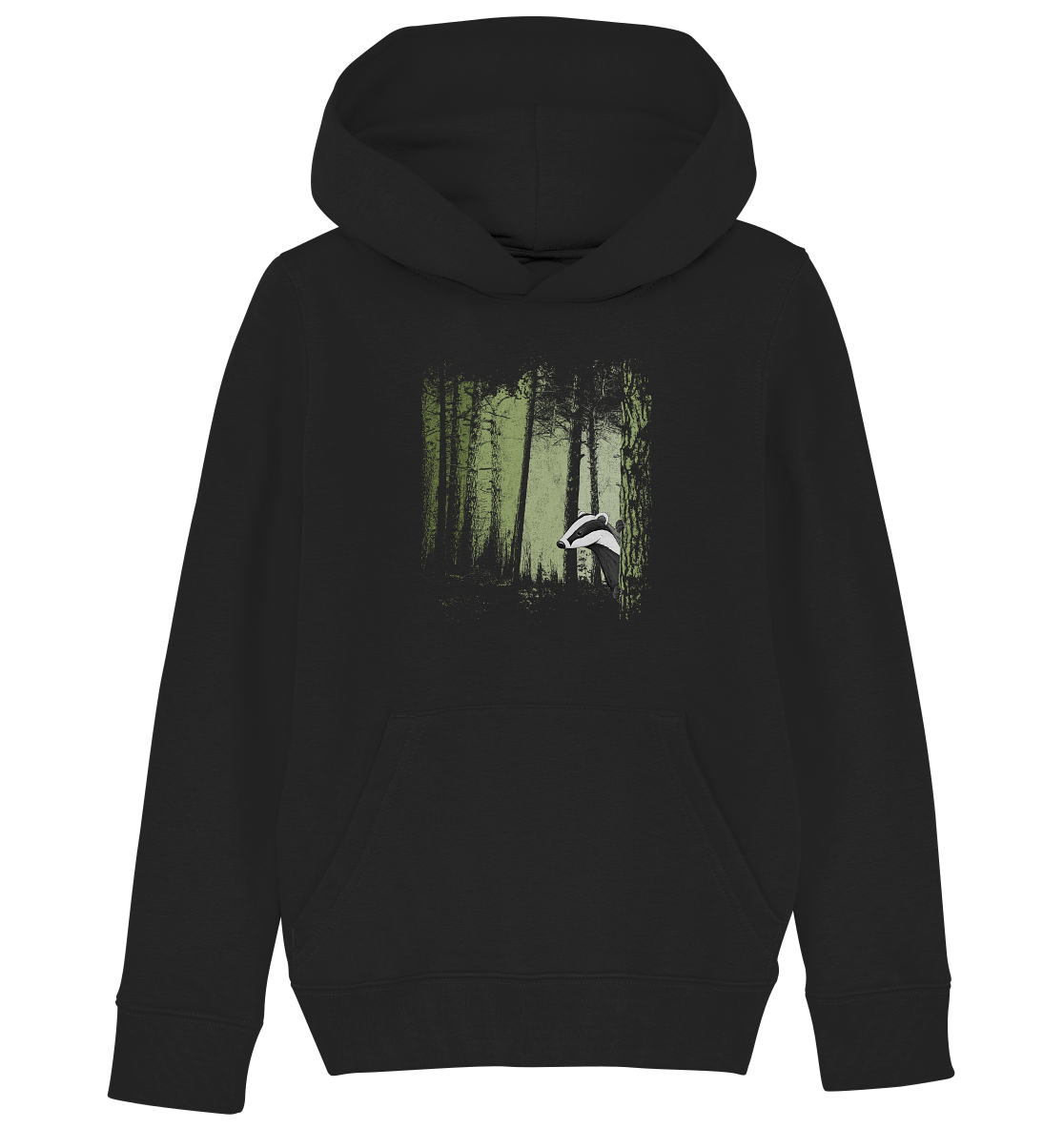 frecher Dachs im Zwielicht Wald - Kids Organic Hoodie