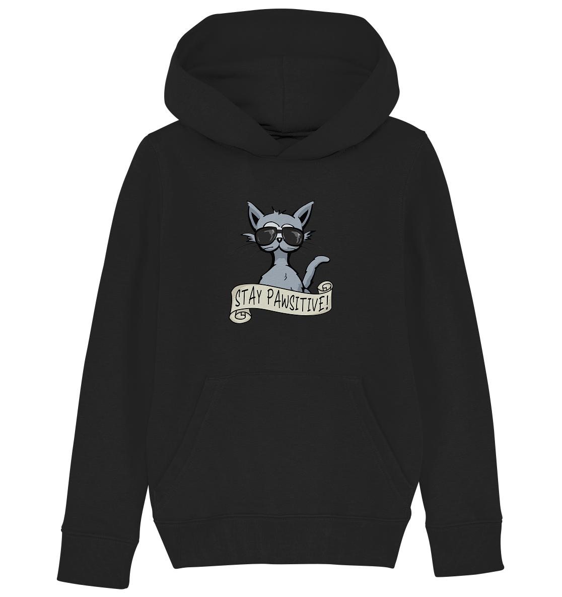 Stay Pawsitive Bleib lässig Hipster Katze - Kids Organic Hoodie