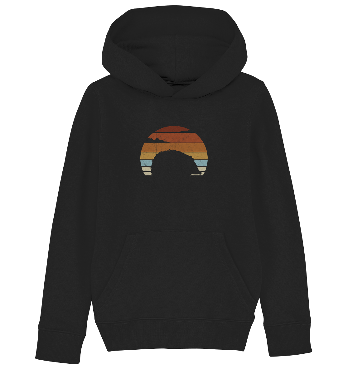 Retro Igel Silhouette im Sonnenuntergang - Kids Organic Hoodie