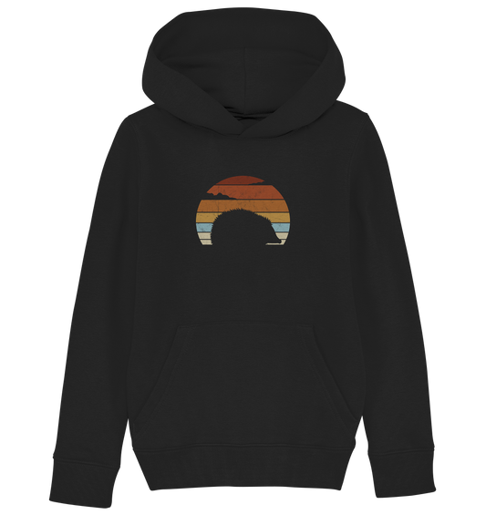Retro Igel Silhouette im Sonnenuntergang - Kids Organic Hoodie