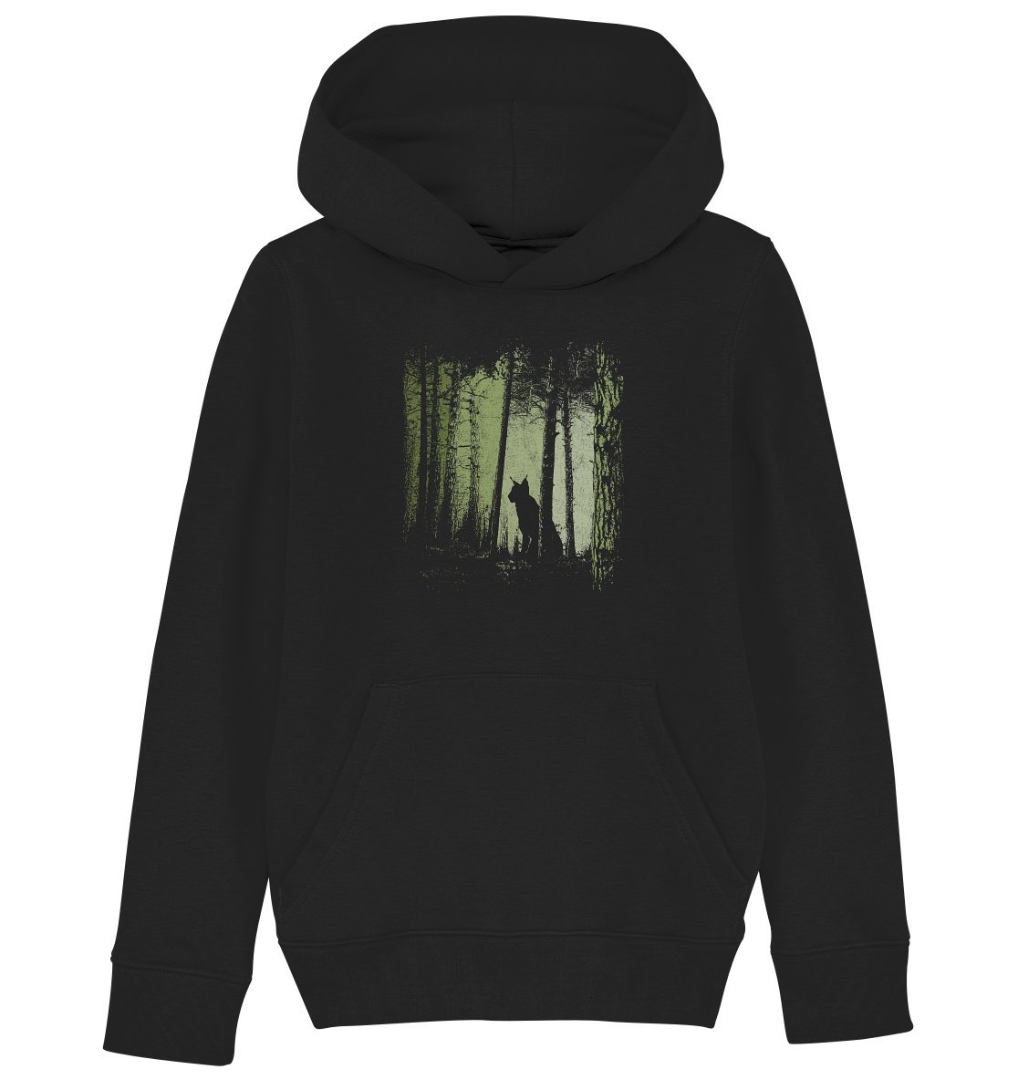Luchs Wildkatze im Zwielicht Wald - Kids Organic Hoodie