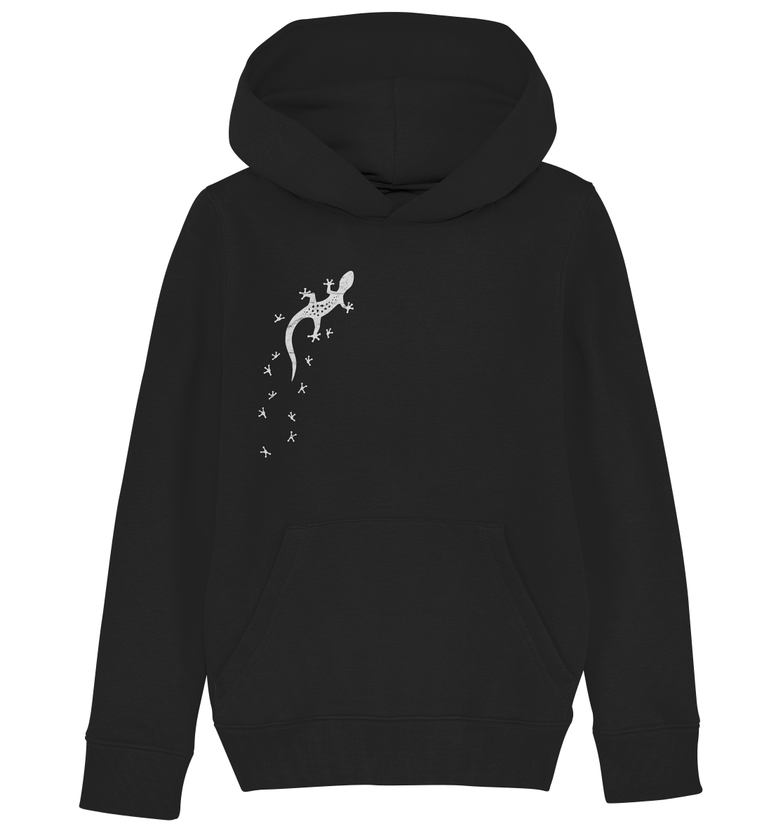 Gecko Eidechse Silhouette hell - Kids Organic Hoodie
