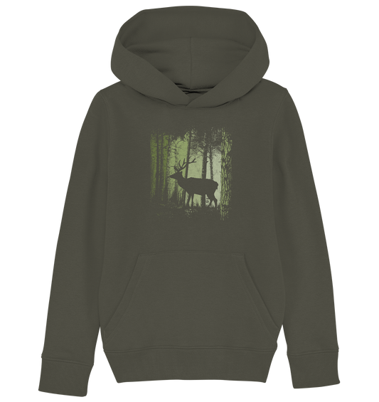Hirsch im Zwielicht Wald - Kids Organic Hoodie