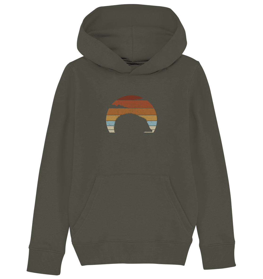 Retro Igel Silhouette im Sonnenuntergang - Kids Organic Hoodie