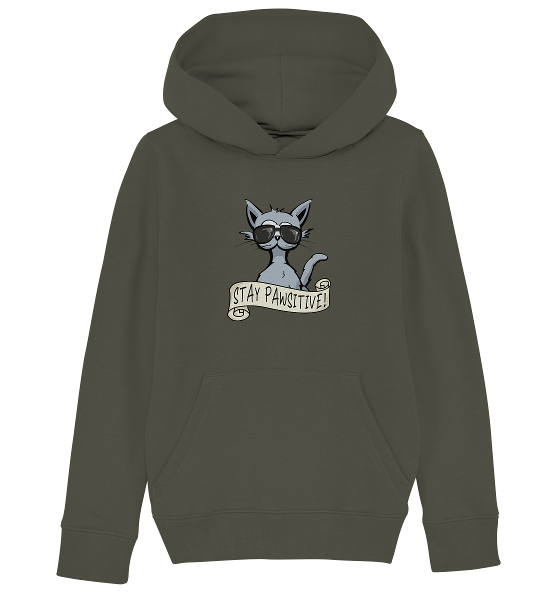 Stay Pawsitive Bleib lässig Hipster Katze - Kids Organic Hoodie