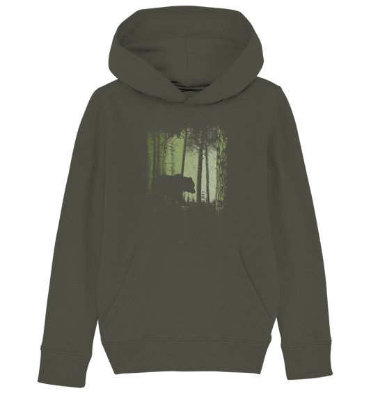 Braunbär im Zwielicht Wald - Kids Organic Hoodie