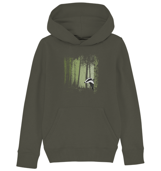 frecher Dachs im Zwielicht Wald - Kids Organic Hoodie