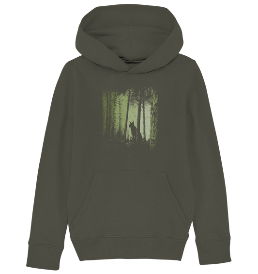 Luchs Wildkatze im Zwielicht Wald - Kids Organic Hoodie