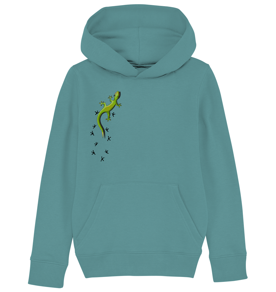 Kletternder Gecko mit Spuren - Kids Organic Hoodie