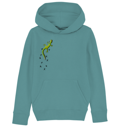 Kletternder Gecko mit Spuren - Kids Organic Hoodie