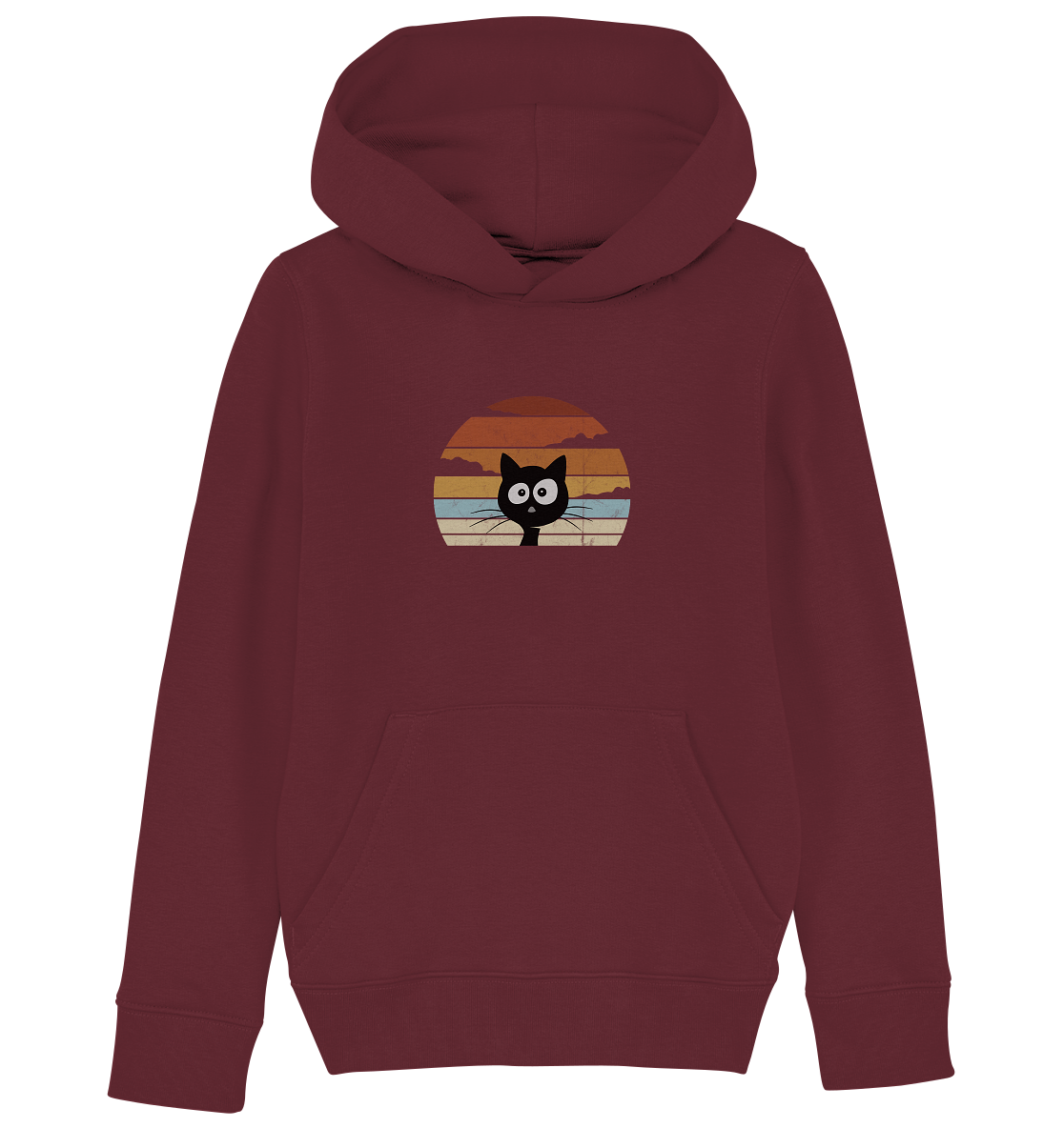 Retro schwarze Katze vor Sonnenuntergang - Kids Organic Hoodie