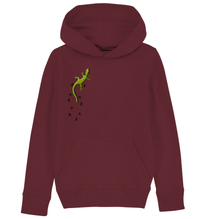 Kletternder Gecko mit Spuren - Kids Organic Hoodie