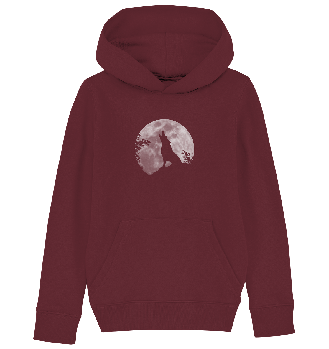 Heulender Wolf Silhouette vor Vollmond - Kids Organic Hoodie
