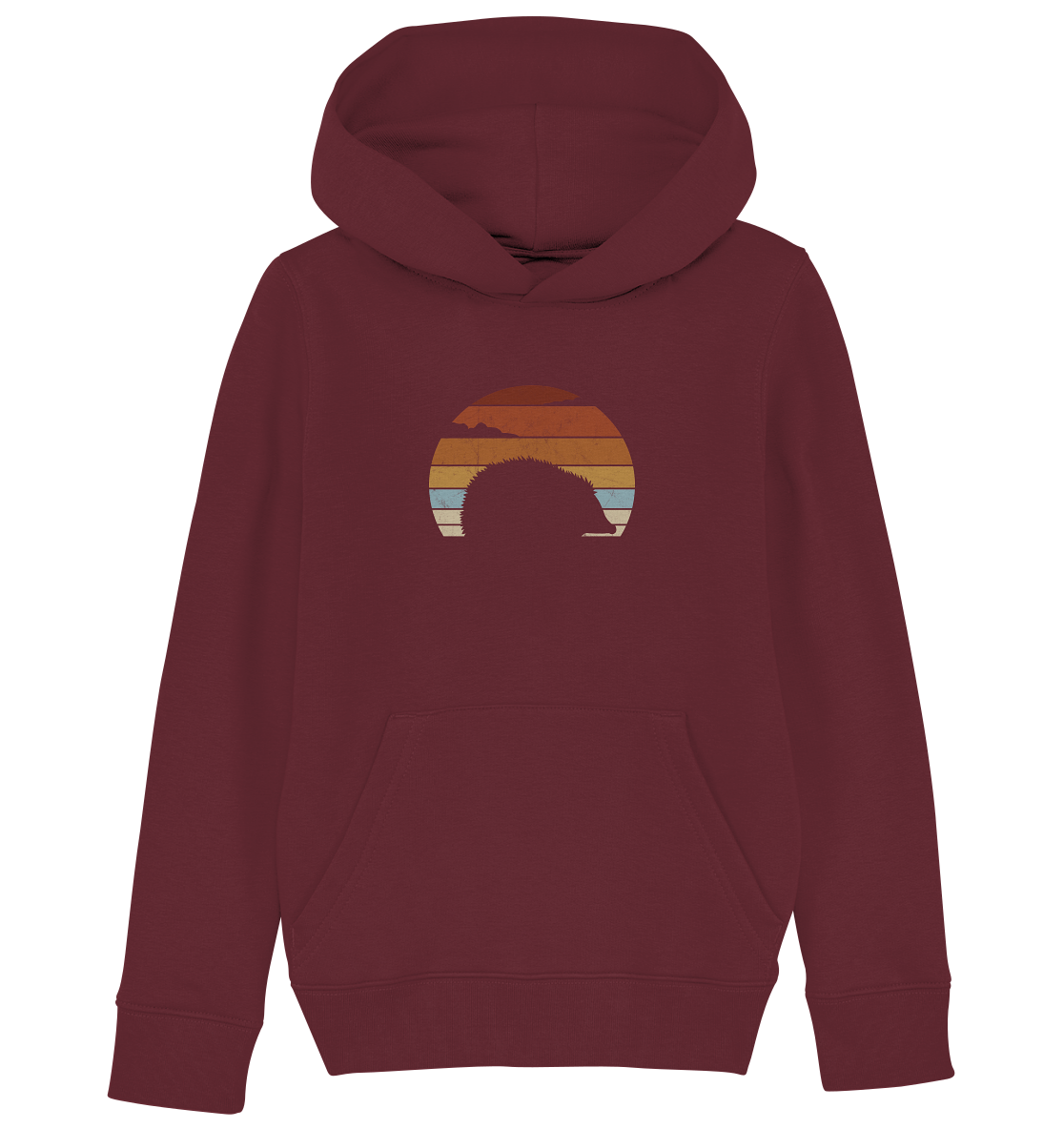 Retro Igel Silhouette im Sonnenuntergang - Kids Organic Hoodie