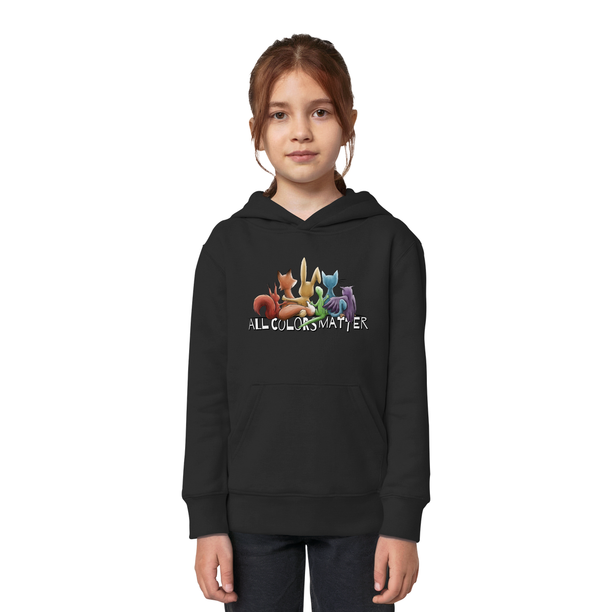 All Colors Matter! Regenbogen Tiere für Vielfalt - Kids Organic Hoodie