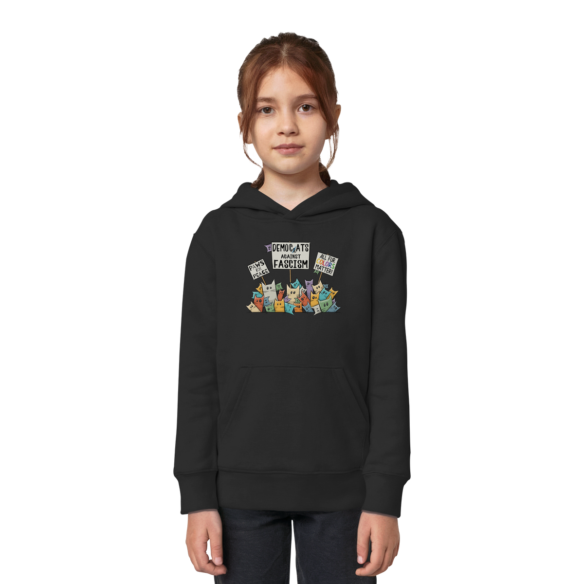 Demo-Katzen gegen Faschismus und für Vielfalt - Kids Organic Hoodie