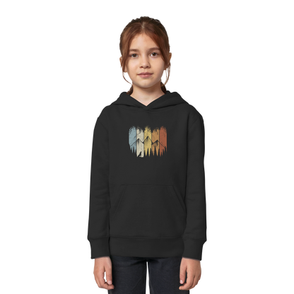 Retro Wald, Berge und Wolf  - Kids Organic Hoodie