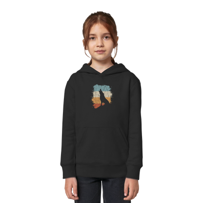 Retro Style lässig heulender Wolf  - Kids Organic Hoodie