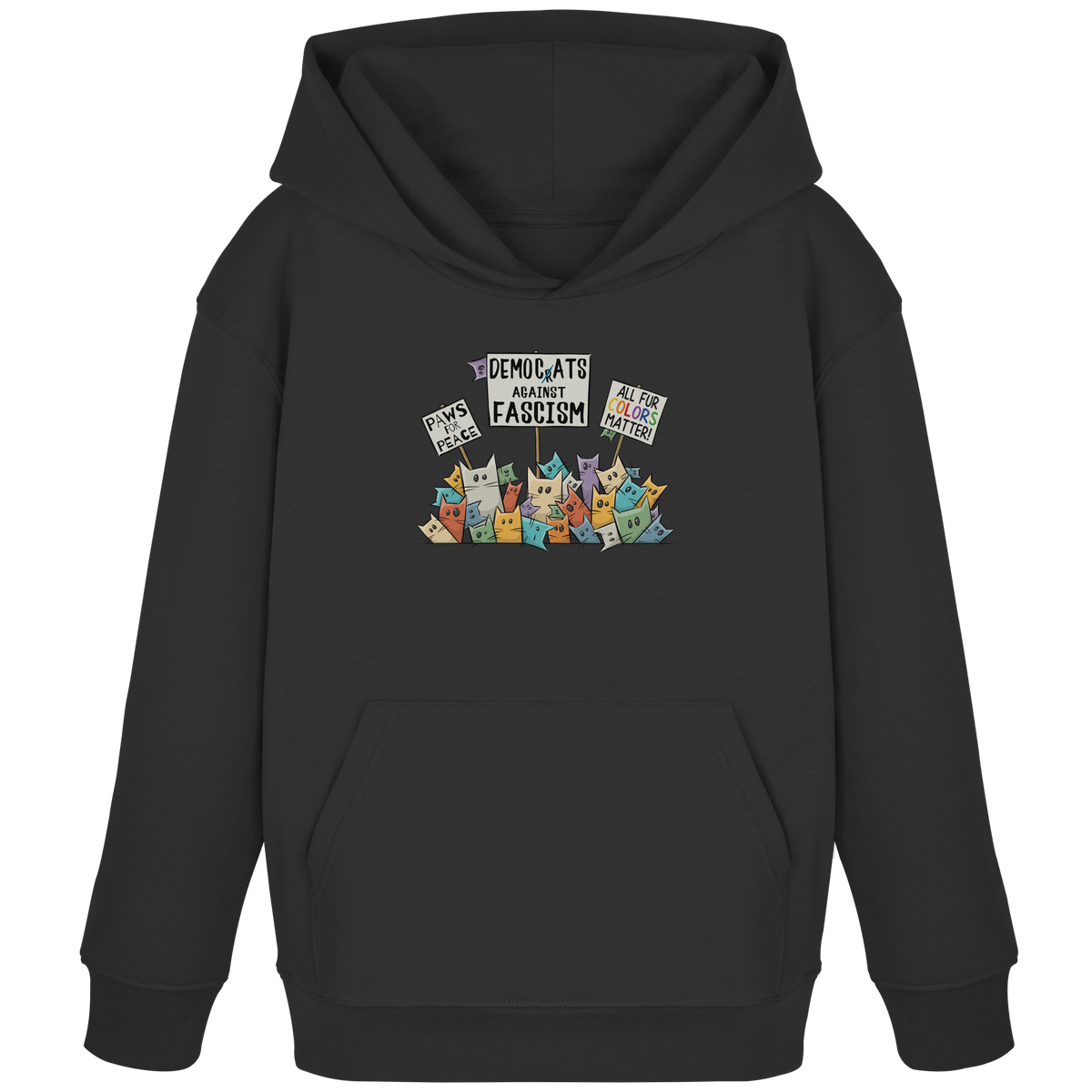 Demo-Katzen gegen Faschismus und für Vielfalt - Kids Organic Hoodie